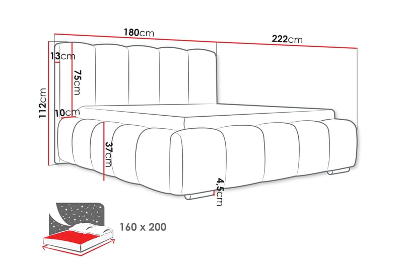 Gioia Förvaringssäng 160x200 cm - Blå - Möbler - Sovrum - Sängar - Sängar med förvaring