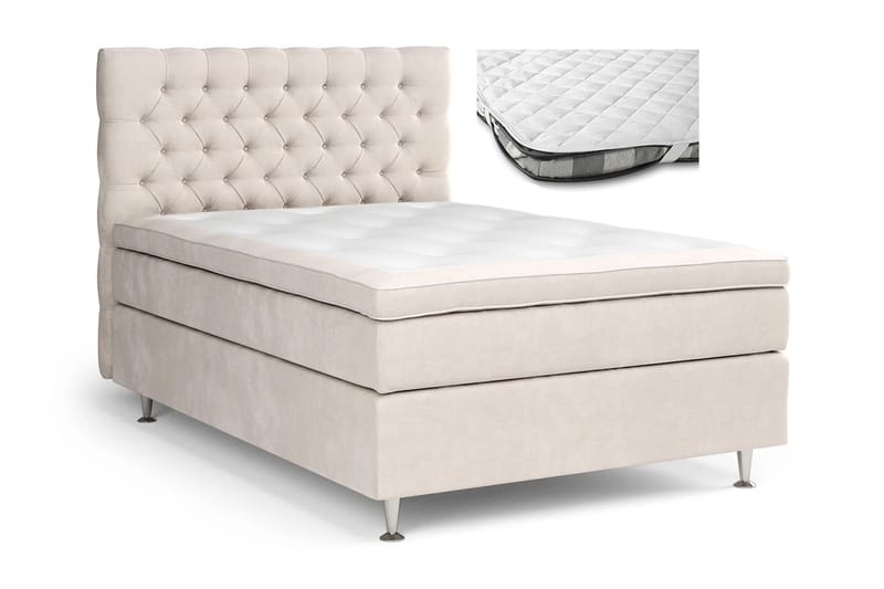 GRAND XL Sängpaket 140x200 cm + Madrasskydd - Beige/Sammet - Möbler - Sovrum - Sängar - Komplett Sängpaket