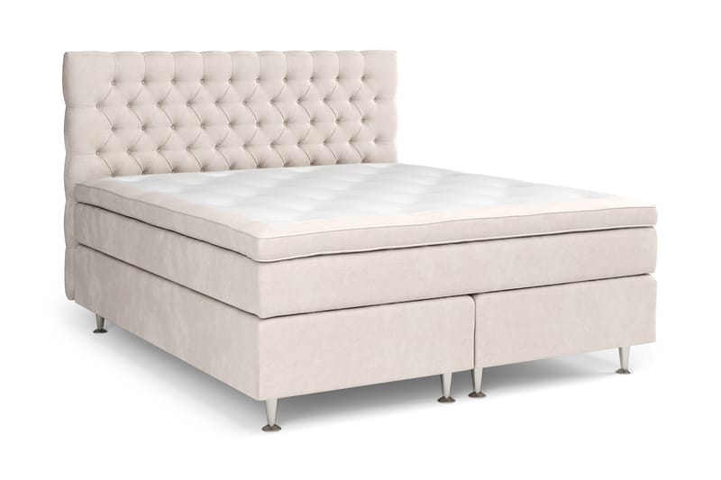 GRAND XL Sängpaket 160x200 cm + Madrasskydd - Beige / Sammet - Möbler - Sovrum - Sängar - Komplett Sängpaket