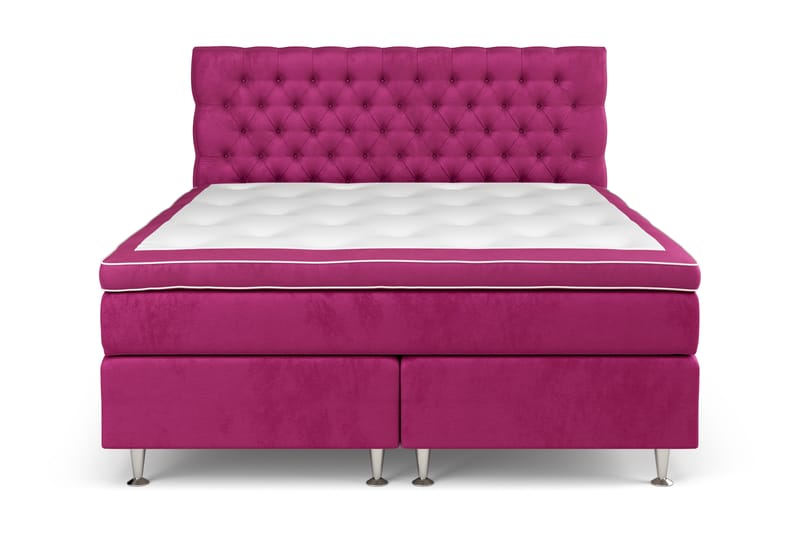 GRAND XL Sängpaket 160x200 cm Rosa Sammet - Kontinentalsängar - Komplett Sängpaket