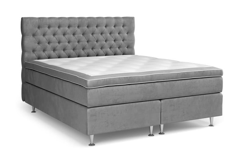 GRAND XL Sängpaket 180x200 cm + Madrasskydd - Grå / Sammet - Möbler - Sovrum - Sängar - Komplett Sängpaket