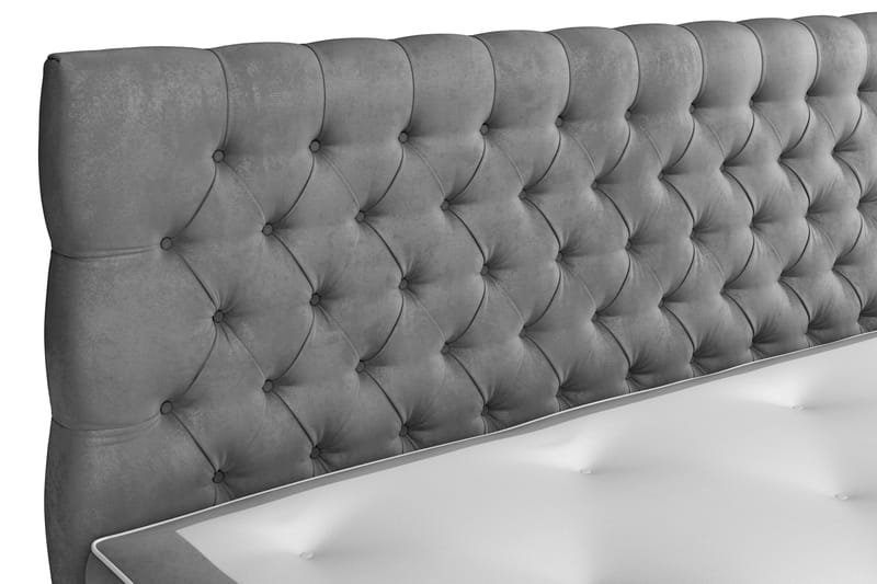 GRAND XL Sängpaket 180x200 cm + Madrasskydd - Grå / Sammet - Möbler - Sovrum - Sängar - Komplett Sängpaket