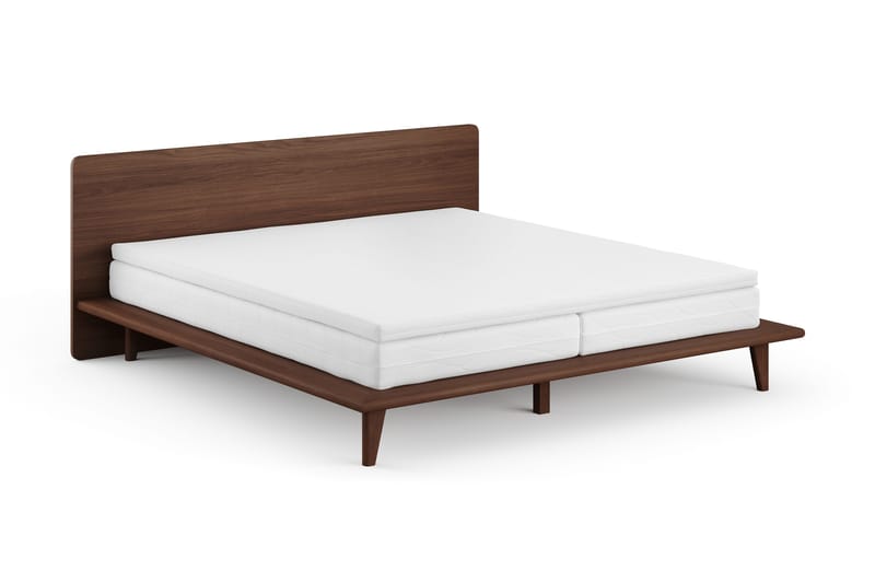Gryning Sängram med Gavel 180x200 cm med Skummadrass och Bäddmadrass i Memoryskum Tvättbar klädsel - Valnöt - Möbler - Sovrum - Sängram & sängstomme
