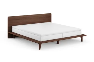 Gryning Sängram med Gavel 180x200 cm med Pocketresårmadrass och Bäddmadrass i Memoryskum Tvättbar klädsel - Valnöt - Möbler - Sovrum - Sängram & sängstomme