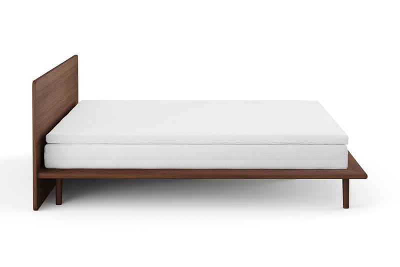 Gryning Sängram med Gavel 180x200 cm med Pocketresårmadrass och Bäddmadrass i Memoryskum Tvättbar klädsel - Valnöt - Möbler - Sovrum - Sängram & sängstomme