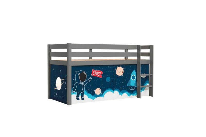 Halvhög Säng med gardin Pino Grå, Rymdfärja, Grå, Rymdfärja