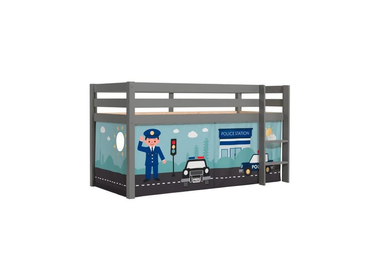 Halvhög Säng med gardin Pino Grå, Polis - Grå, Polis - Möbler - Sovrum - Sängar - Våningssängar & loftsängar