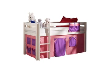 Halvhög Säng med gardin Pino Vit, Bella