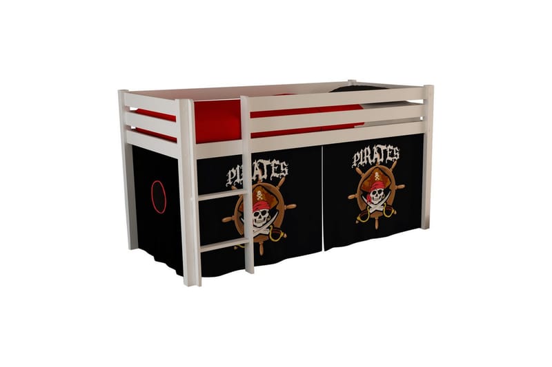 Halvhög Säng med gardin Pino Vit, Pirat, Vit, Pirat