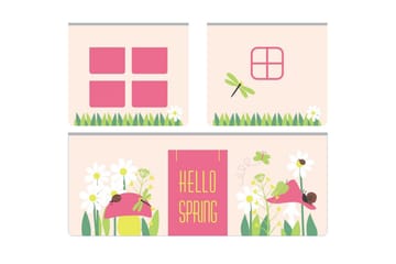 Halvhöjdssäng med gardin Pino Spring Grå, Grå, Med rutschkana, Fjäder, Vår, 3 - Grå, Grå, Med rutschkana, Fjäder, Vår, 3 - Barn & bebis - Barnmöbler - Barnsäng & juniorsäng - Hussäng
