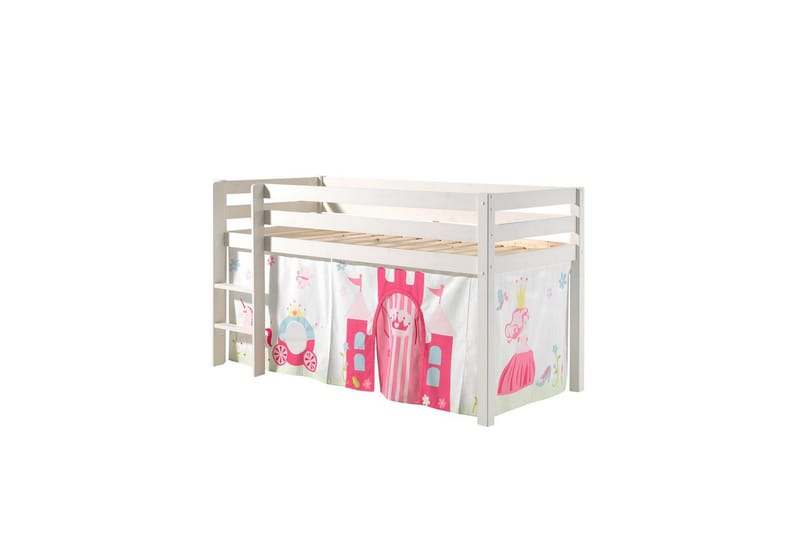 Halvhöjdssäng med gardin Pino Princess Vit, Vit, Utan rutschkana, Utan tunnel, Inga fickor, Vit, Vit, Utan rutschkana, Utan tunnel, Inga fickor
