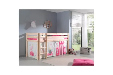 Halvhöjdssäng med gardin Pino Princess Naturlig, Naturlig, Utan rutschkana, Utan tunnel, Inga fickor - Naturlig, Naturlig, Utan rutschkana, Utan tunnel, Inga fickor - Barn & bebis - Barnmöbler - Barnsäng & juniorsäng - Hussäng