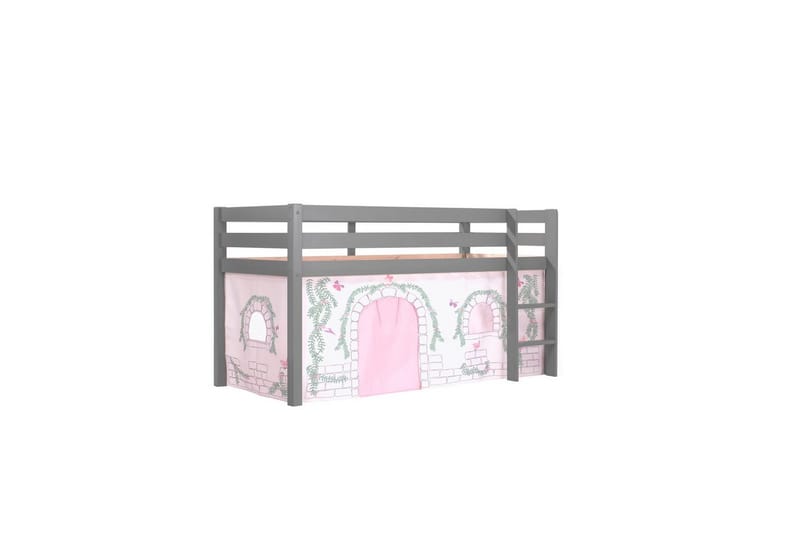 Halvhöjdssäng med gardin Pino Birdy Grå, Grå, Utan rutschkana, Utan tunnel, Inga fickor, Grå, Grå, Utan rutschkana, Utan tunnel, Inga fickor
