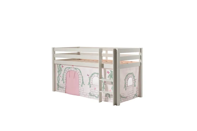 Halvhöjdssäng med gardin Pino Birdy Vit, Vit, Utan rutschkana, Utan tunnel, Inga fickor, Vit, Vit, Utan rutschkana, Utan tunnel, Inga fickor