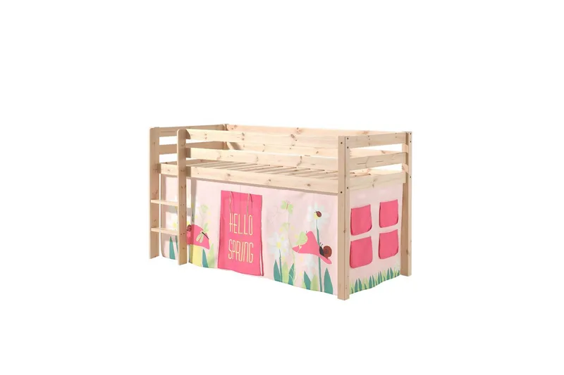 Halvhöjdssäng med gardin Pino Spring Naturlig, Naturlig, Utan rutschkana, Utan tunnel, Utan fickor, Naturlig, Naturlig, Utan rutschkana, Utan tunnel, Utan fickor