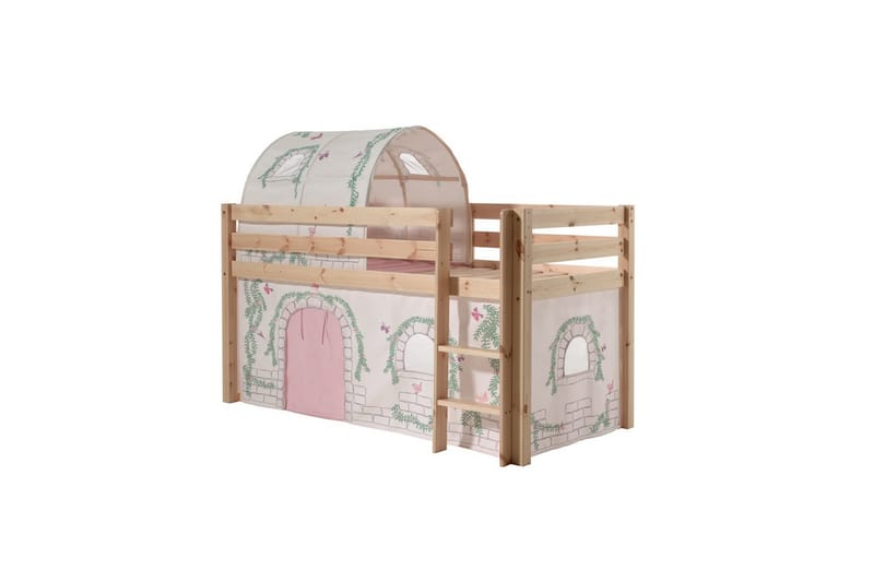 Halvhöjdssäng med gardin Pino Birdy Naturlig, Naturlig, Utan rutschkana, Birdy, Inga fickor - Naturlig, Naturlig, Utan rutschkana, Birdy, Inga fickor - Möbler - Sovrum - Sängar - Våningssängar & loftsängar
