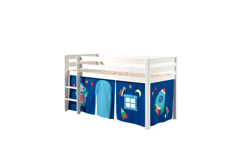 Halvhöjdssäng med gardin Pino Astro Vit, Vit, Utan rutschkana, Utan tunnel, Inga fickor, Vit, Vit, Utan rutschkana, Utan tunnel, Inga fickor