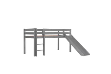 Halvhöjdssäng med gardin Pino Spring Grå, Grå, Med rutschkana, Fjäder, Vår, 3 - Grå, Grå, Med rutschkana, Fjäder, Vår, 3 - Barn & bebis - Barnmöbler - Barnsäng & juniorsäng - Hussäng