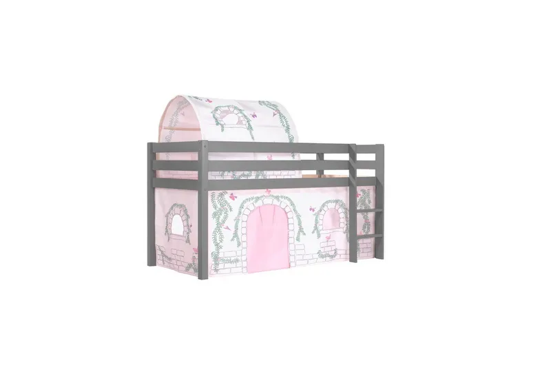 Halvhöjdssäng med gardin Pino Birdy Grå, Grå, Utan rutschkana, Birdy, Inga fickor, Grå, Grå, Utan rutschkana, Birdy, Inga fickor