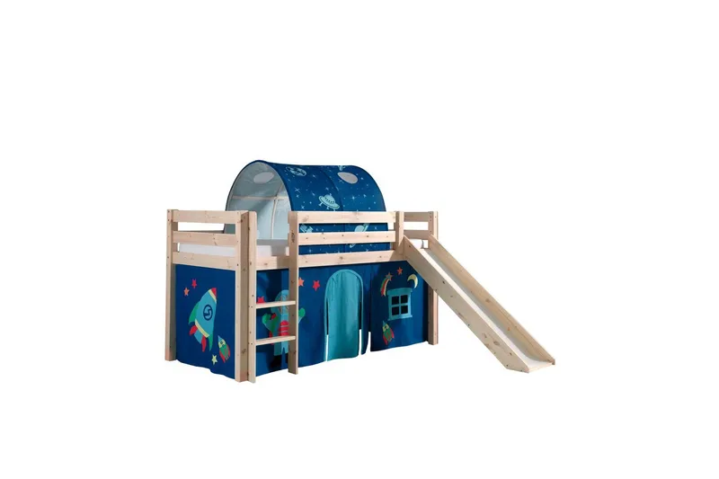 Halvhöjdssäng med gardin Pino Astro Naturlig, Naturlig, Med rutschkana, Med tunnel, Inga fickor, Naturlig, Naturlig, Med rutschkana, Med tunnel, Inga fickor