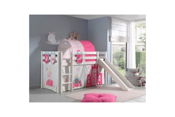 Halvhöjdssäng med gardin Pino Princess Vit, Vit, Med rutschkana, Prinsessa, 3 - Vit, Vit, Med rutschkana, Prinsessa, 3 - Barn & bebis - Barnmöbler - Barnsäng & juniorsäng - Hussäng