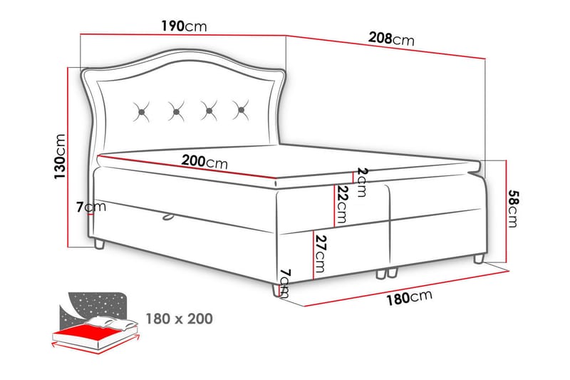 Hestra Sängpaket Kontinentalsäng 180x200 cm - Svart - Möbler - Sovrum - Sängar - Komplett Sängpaket