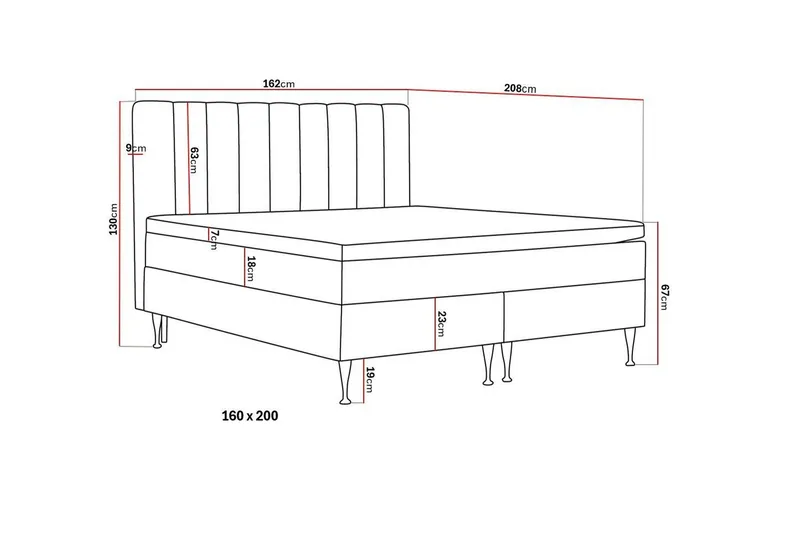 Hilton High Komplett Sängpaket 160x200 cm - Grå - Möbler - Sovrum - Sängar - Kontinentalsängar