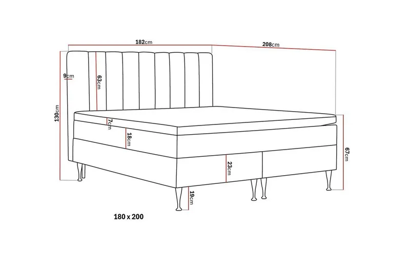 Hilton High Komplett Sängpaket 180x200 cm - Grå - Möbler - Sovrum - Sängar - Kontinentalsängar