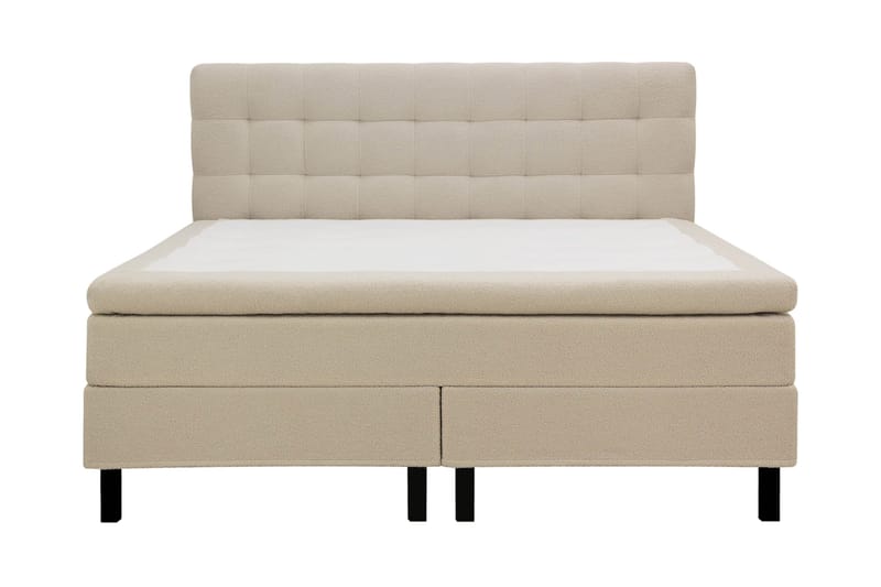 Hilton Komplett Sängpaket 160x200 cm Kontinentalsäng med rutad sänggavel - Beige / Teddy - Möbler - Sovrum - Sängar - Kontinentalsängar