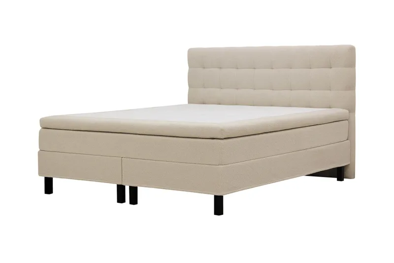 Hilton Komplett Sängpaket 160x200 cm Kontinentalsäng med rutad sänggavel - Beige / Teddy - Möbler - Sovrum - Sängar - Kontinentalsängar