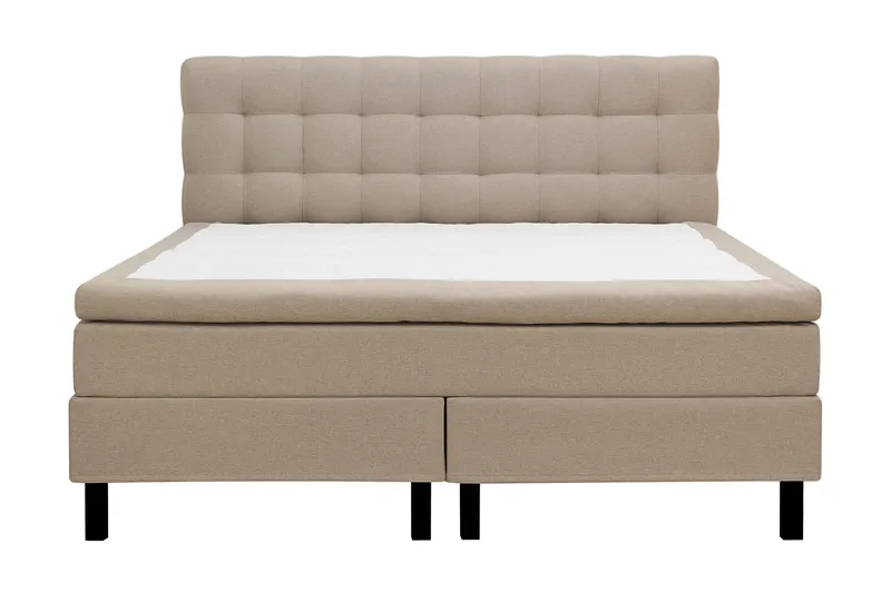Hilton Komplett Sängpaket 160x200 cm Kontinentalsäng med rutad sänggavel - Beige - Möbler - Sovrum - Sängar - Kontinentalsängar