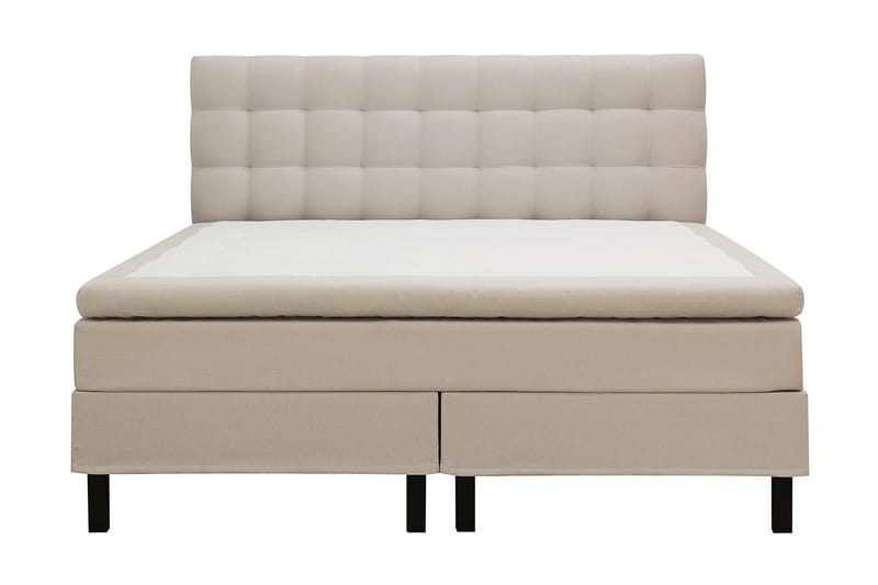 Hilton Komplett Sängpaket 160x200 cm Kontinentalsäng med rutad sänggavel - Beige - Möbler - Sovrum - Sängar - Komplett Sängpaket