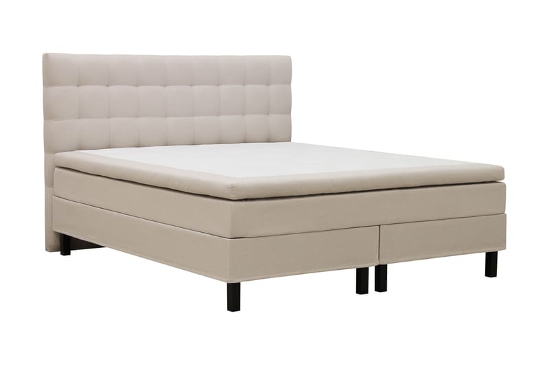 Hilton Komplett Sängpaket 160x200 cm Kontinentalsäng med rutad sänggavel - Beige - Möbler - Sovrum - Sängar - Komplett Sängpaket
