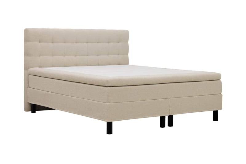 Hilton Komplett Sängpaket 160x200 cm Kontinentalsäng med rutad sänggavel - Beige - Möbler - Sovrum - Sängar - Komplett Sängpaket