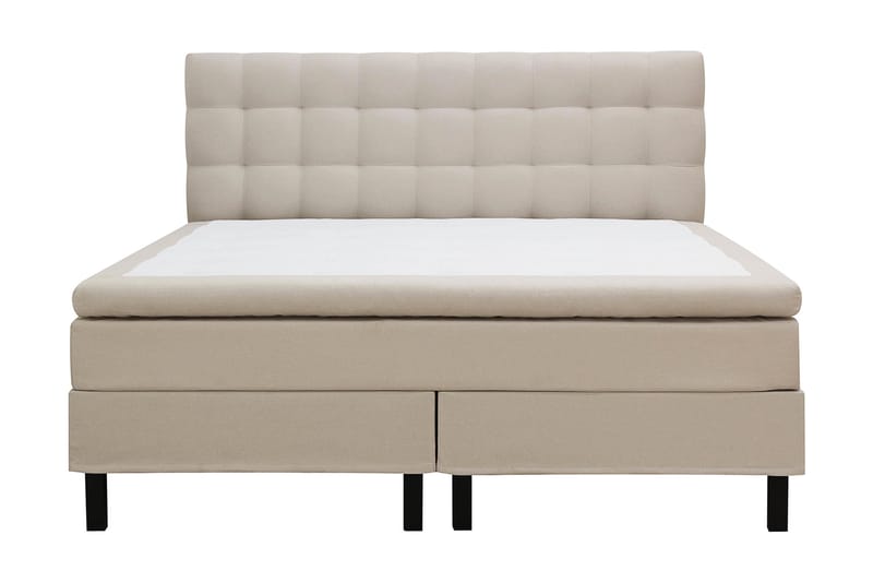 Hilton Komplett Sängpaket 160x200 cm Kontinentalsäng med rutad sänggavel - Beige - Möbler - Sovrum - Sängar - Komplett Sängpaket