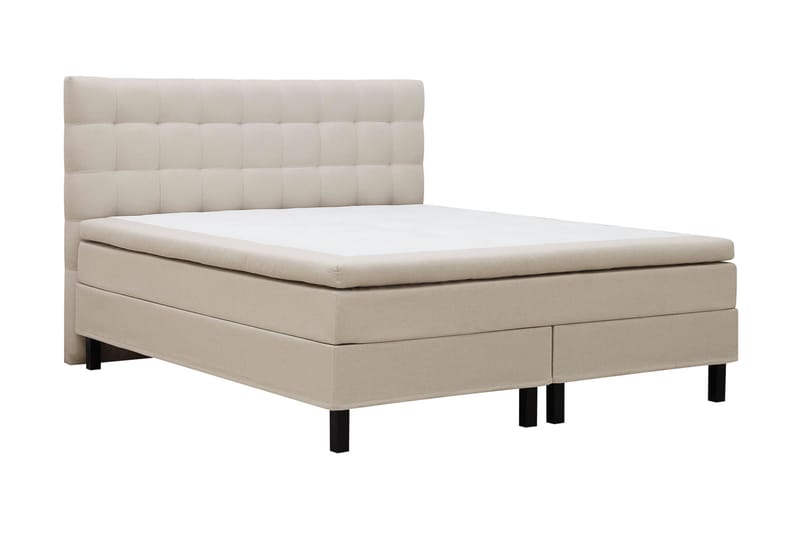 Hilton Komplett Sängpaket 160x200 cm Kontinentalsäng med rutad sänggavel - Beige - Möbler - Sovrum - Sängar - Komplett Sängpaket