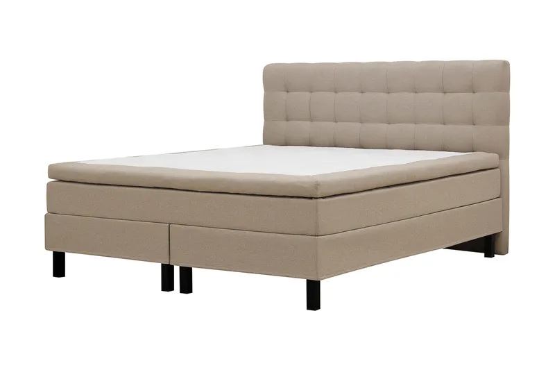 Hilton Komplett Sängpaket 160x200 cm Kontinentalsäng med rutad sänggavel - Beige - Möbler - Sovrum - Sängar - Kontinentalsängar