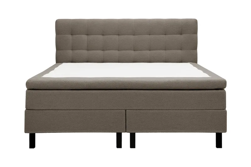 Hilton Komplett Sängpaket 160x200 cm Kontinentalsäng med rutad sänggavel, Brun / Teddy