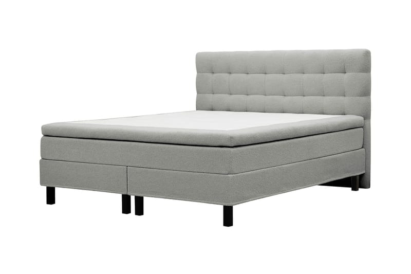 Hilton Komplett Sängpaket 160x200 cm Kontinentalsäng med rutad sänggavel - Grå / Teddy - Möbler - Sovrum - Sängar - Kontinentalsängar