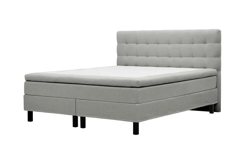 Hilton Komplett Sängpaket 160x200 cm Kontinentalsäng med rutad sänggavel - Grå / Teddy - Möbler - Sovrum - Sängar - Kontinentalsängar