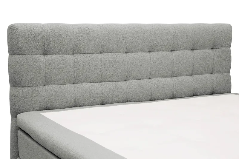 Hilton Komplett Sängpaket 160x200 cm Kontinentalsäng med rutad sänggavel - Grå / Teddy - Möbler - Sovrum - Sängar - Kontinentalsängar