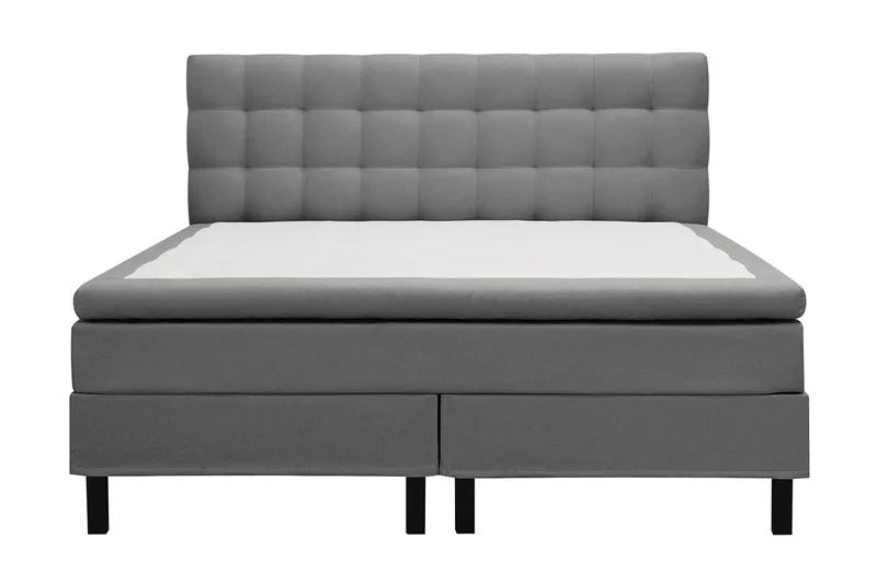 Hilton Komplett Sängpaket 160x200 cm Kontinentalsäng med rutad sänggavel - Grå - Möbler - Sovrum - Sängar - Kontinentalsängar