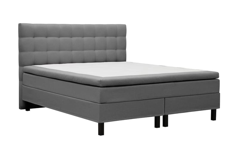 Hilton Komplett Sängpaket 160x200 cm Kontinentalsäng med rutad sänggavel - Grå - Möbler - Sovrum - Sängar - Komplett Sängpaket