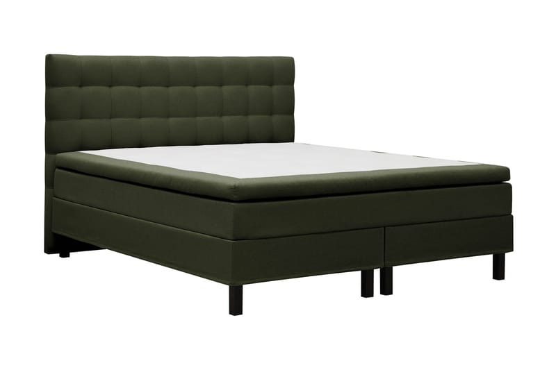 Hilton Komplett Sängpaket 160x200 cm Kontinentalsäng med rutad sänggavel - Grön - Möbler - Sovrum - Sängar - Komplett Sängpaket