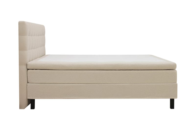 Hilton Komplett Sängpaket 160x200 cm Kontinentalsäng med rutad sänggavel i bouclé - Beige - Möbler - Sovrum - Sängar - Komplett Sängpaket