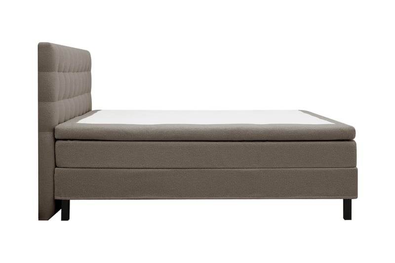 Hilton Komplett Sängpaket 160x200 cm Kontinentalsäng med rutad sänggavel i bouclé - Brun - Möbler - Sovrum - Sängar - Komplett Sängpaket