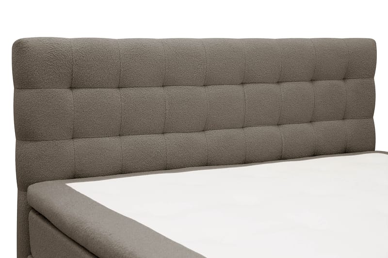 Hilton Komplett Sängpaket 160x200 cm Kontinentalsäng med rutad sänggavel i bouclé - Brun - Möbler - Sovrum - Sängar - Komplett Sängpaket