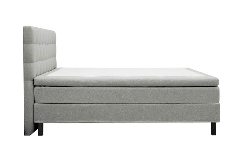 Hilton Komplett Sängpaket 160x200 cm Kontinentalsäng med rutad sänggavel i bouclé - Grå - Möbler - Sovrum - Sängar - Komplett Sängpaket