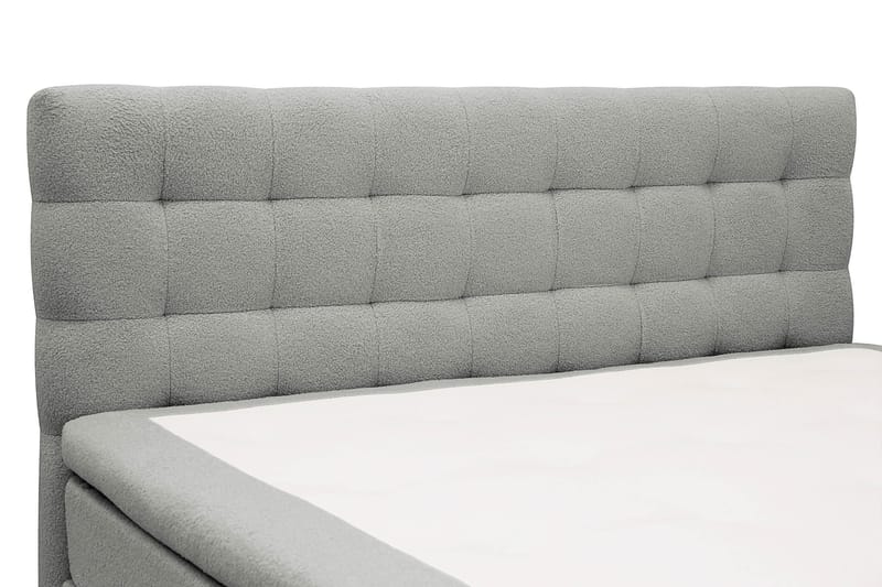Hilton Komplett Sängpaket 160x200 cm Kontinentalsäng med rutad sänggavel i bouclé - Grå - Möbler - Sovrum - Sängar - Komplett Sängpaket