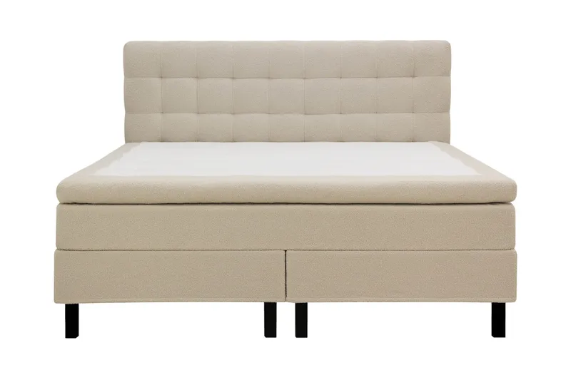 Hilton Komplett Sängpaket 180x200 cm Kontinentalsäng med rutad sänggavel - Beige / Teddy - Möbler - Sovrum - Sängar - Kontinentalsängar